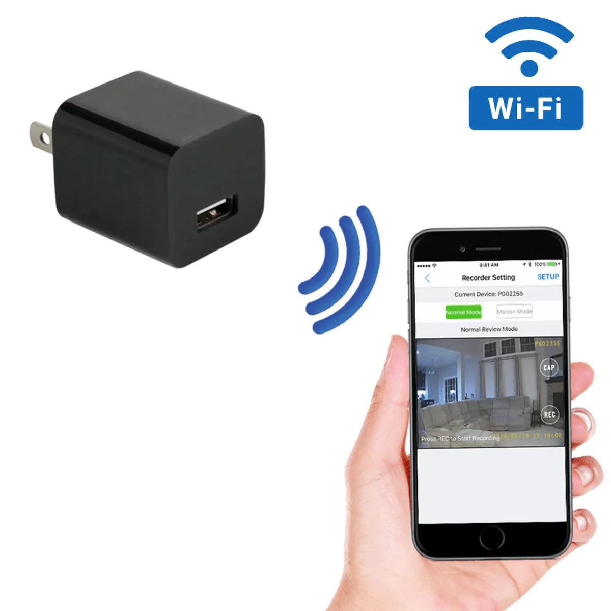Indoor Security Camera Hidden USB Charger 1080P Motion Alerts