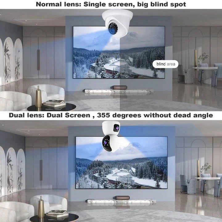 Indoor Security Camera Pan & Tilt Dual-Lens Night Vision