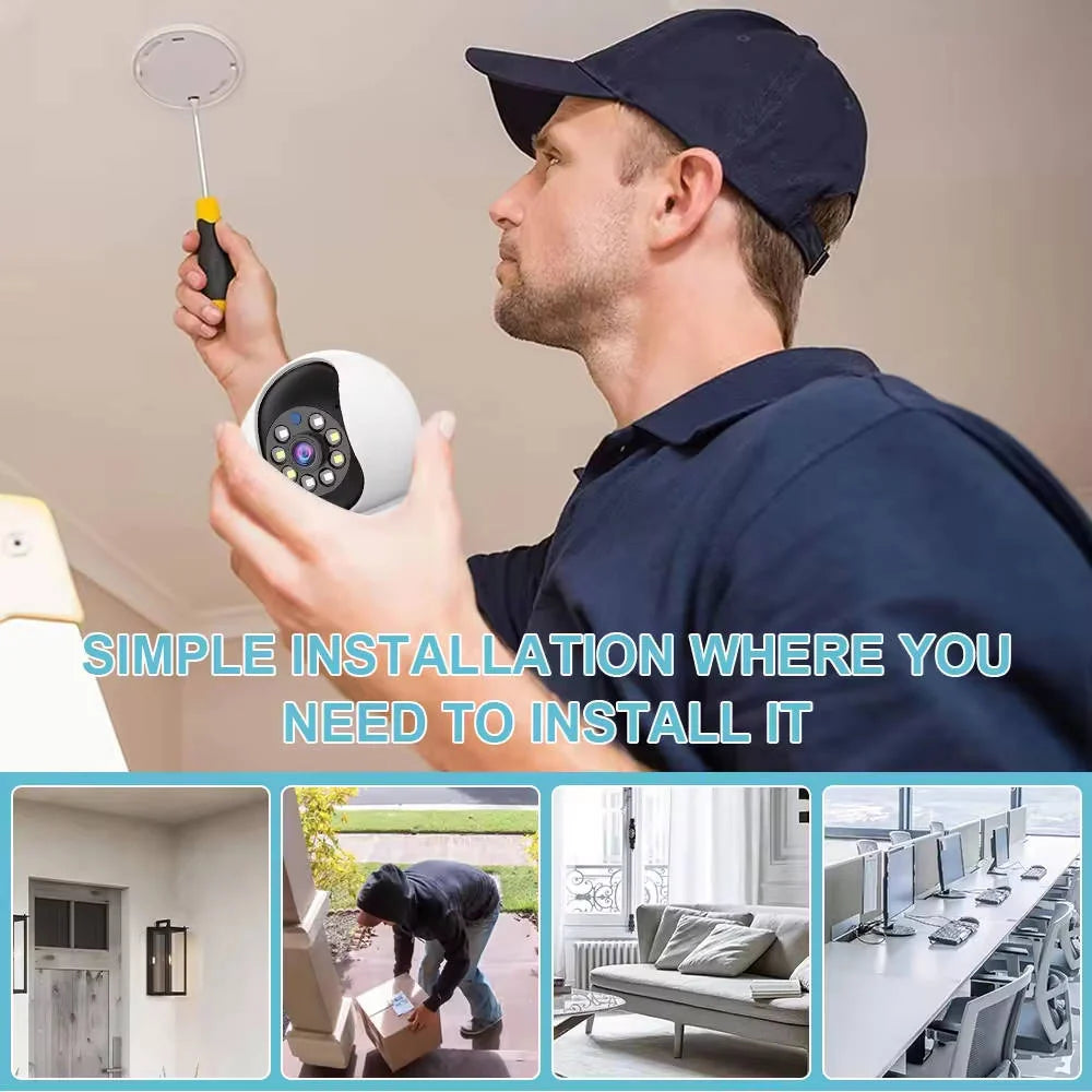 Indoor Security Camera Pan & Tilt Dual-Lens Night Vision