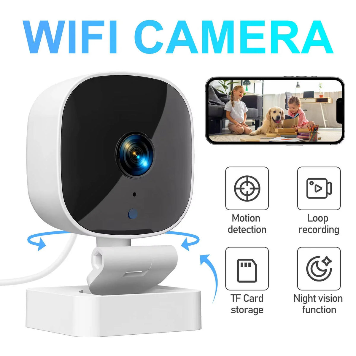 Indoor WiFi Security Camera Infrared Night Vision Two-Way Audio