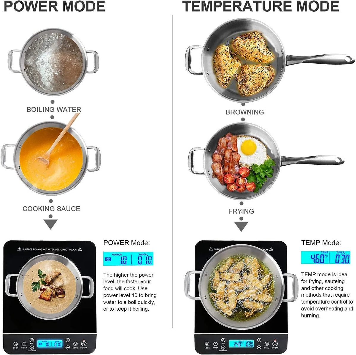 Induction Cooktop Portable 1800W Touch Controls