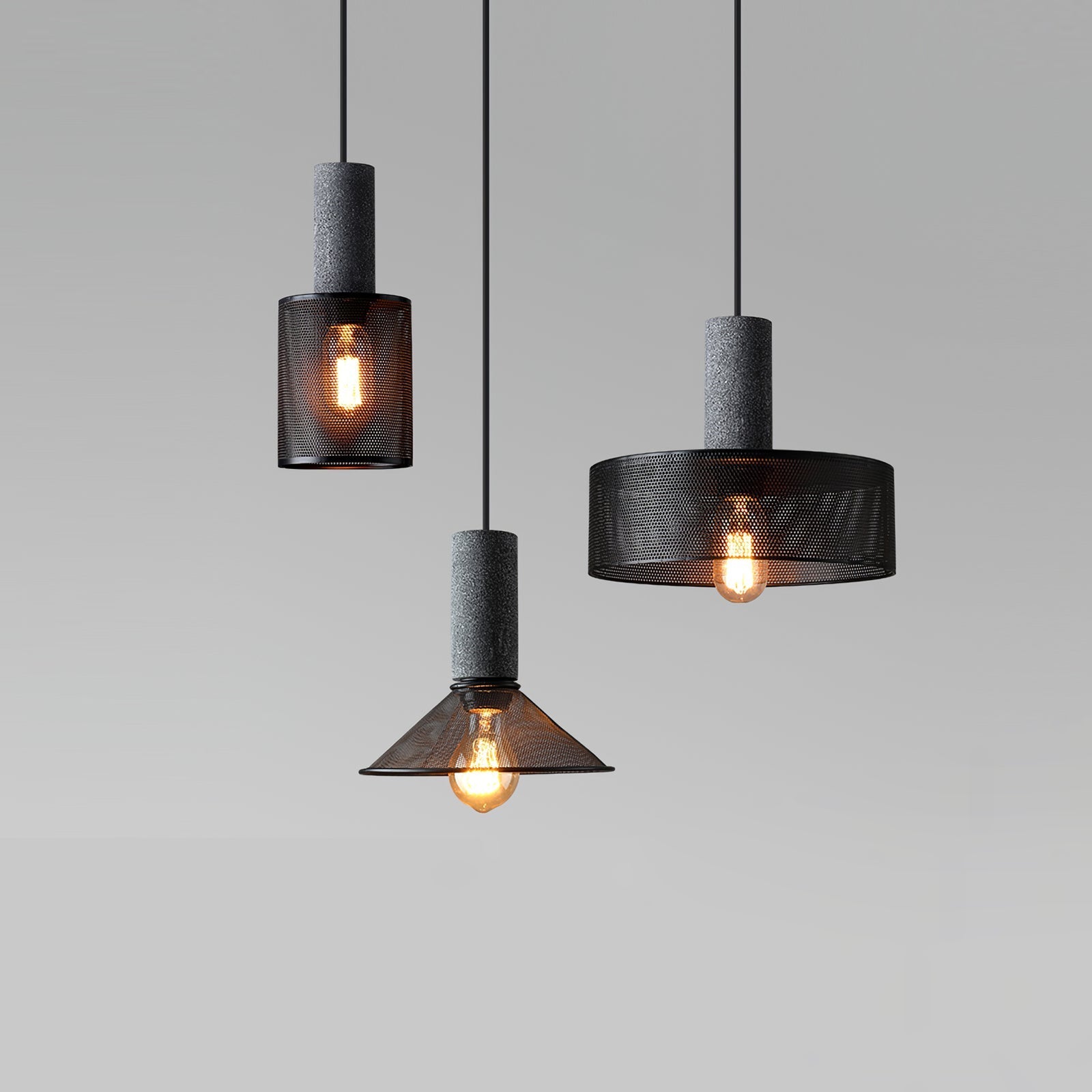 Industrial Concrete & Metal Pendant Light (E26/E27 Compatible)