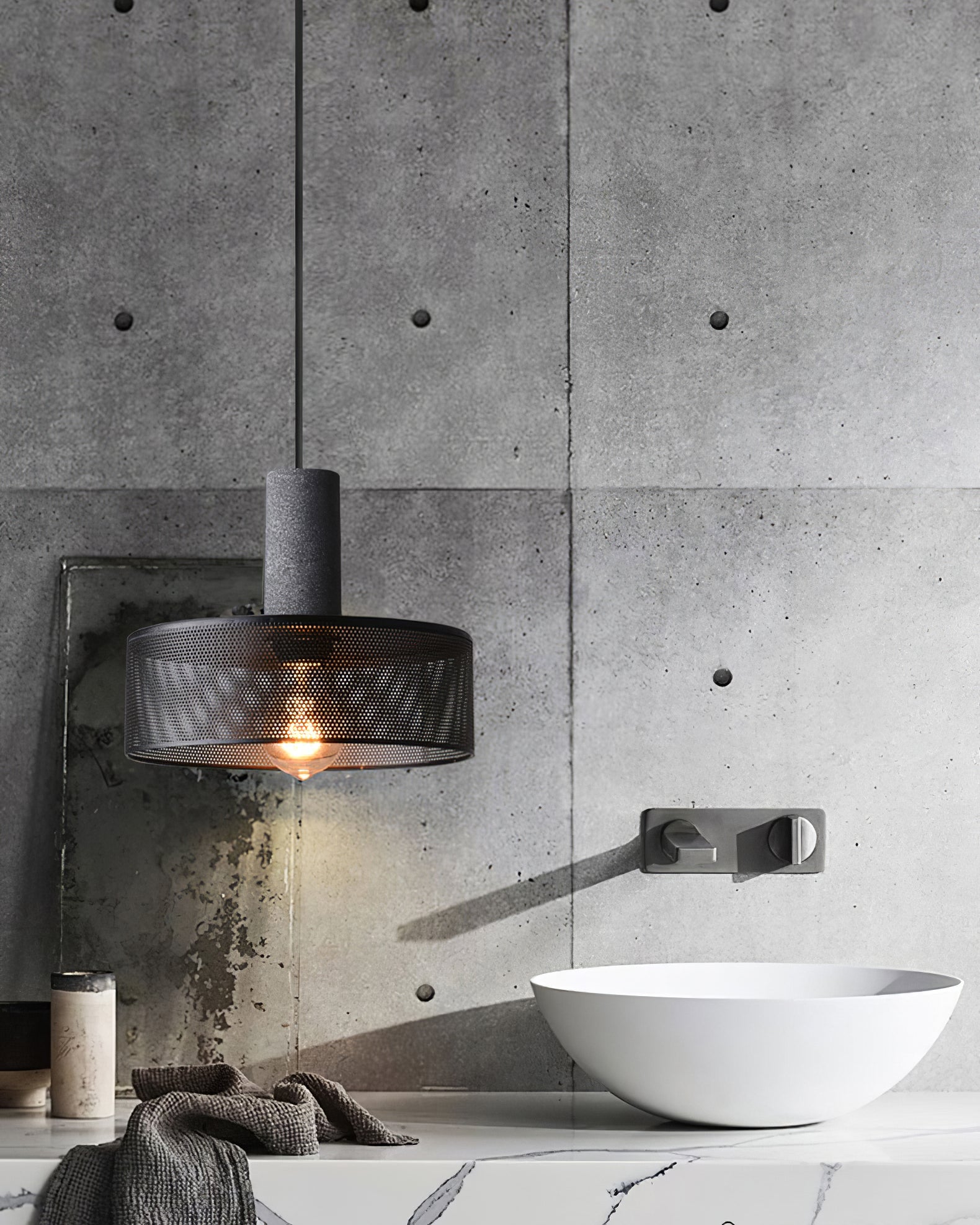Industrial Concrete & Metal Pendant Light (E26/E27 Compatible)