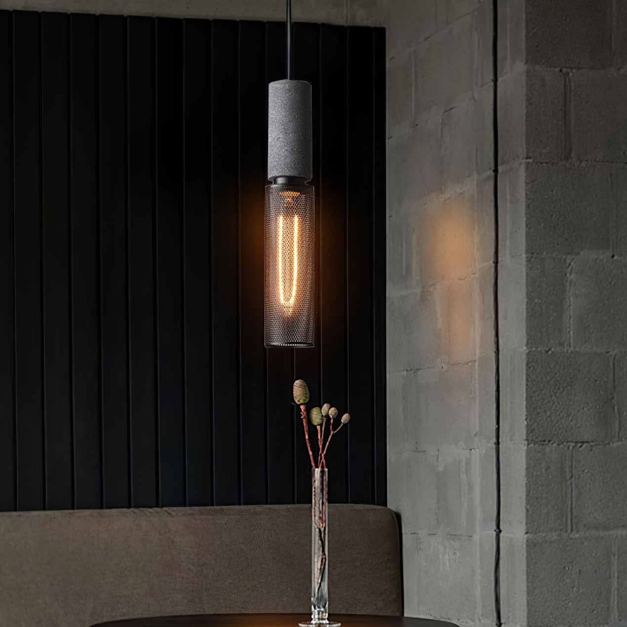 Industrial Concrete & Metal Pendant Light (E26/E27 Compatible)