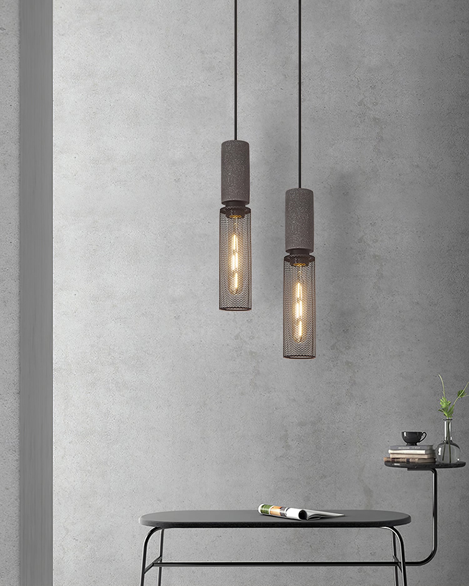Industrial Concrete & Metal Pendant Light (E26/E27 Compatible)