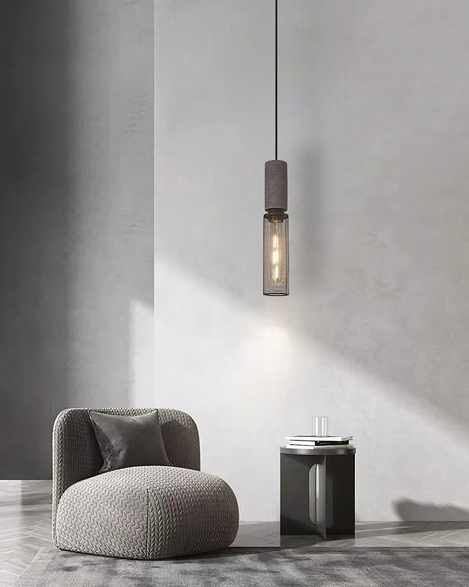Industrial Concrete & Metal Pendant Light (E26/E27 Compatible)
