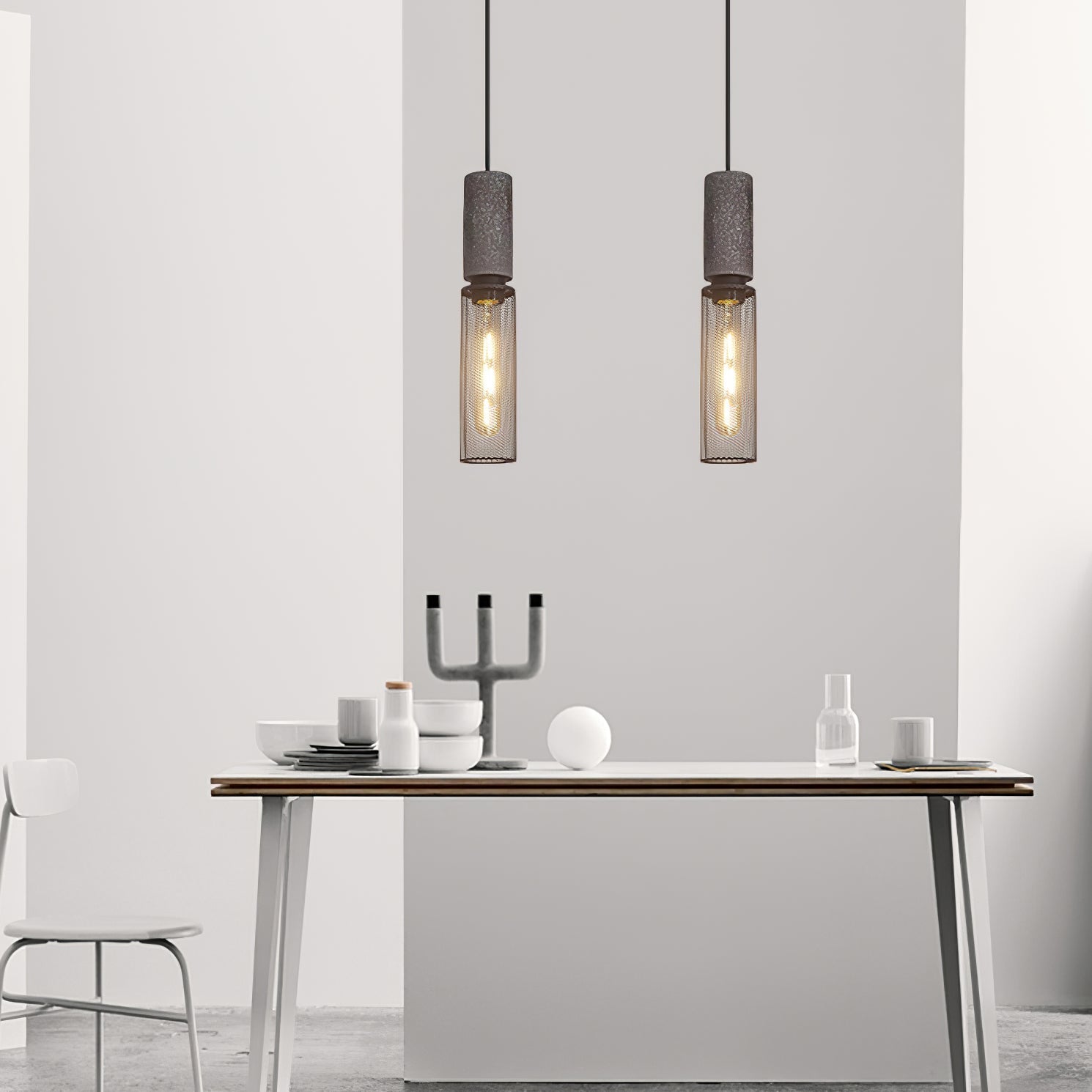 Industrial Concrete & Metal Pendant Light (E26/E27 Compatible)