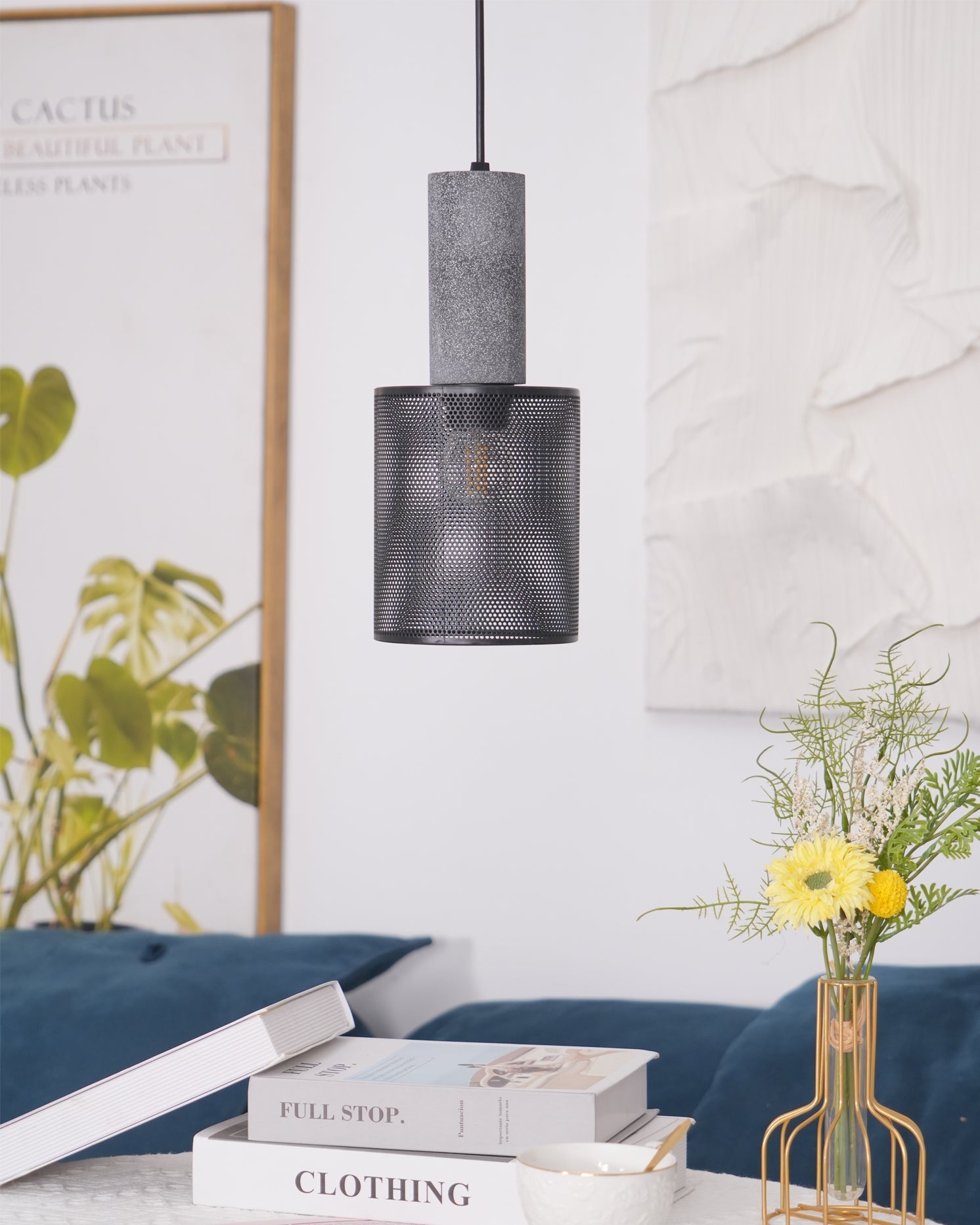 Industrial Concrete & Metal Pendant Light (E26/E27 Compatible)
