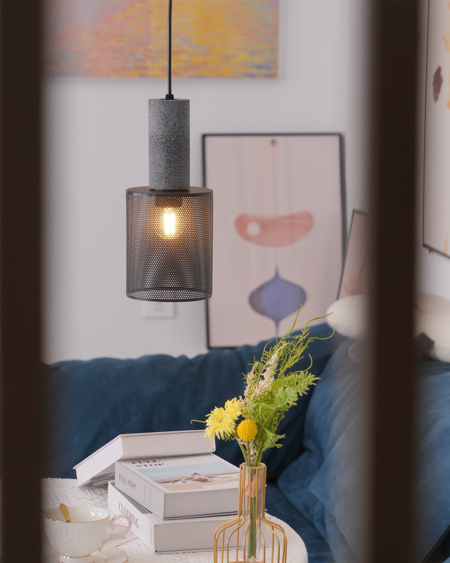 Industrial Concrete & Metal Pendant Light (E26/E27 Compatible)