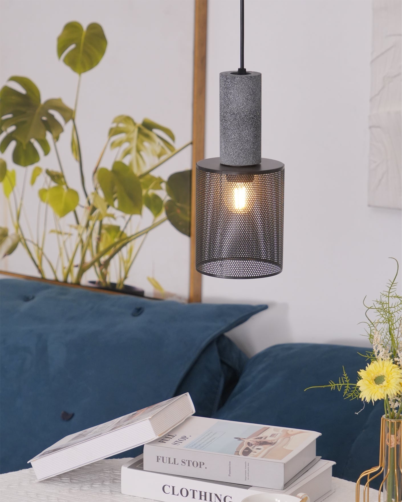 Industrial Concrete & Metal Pendant Light (E26/E27 Compatible)