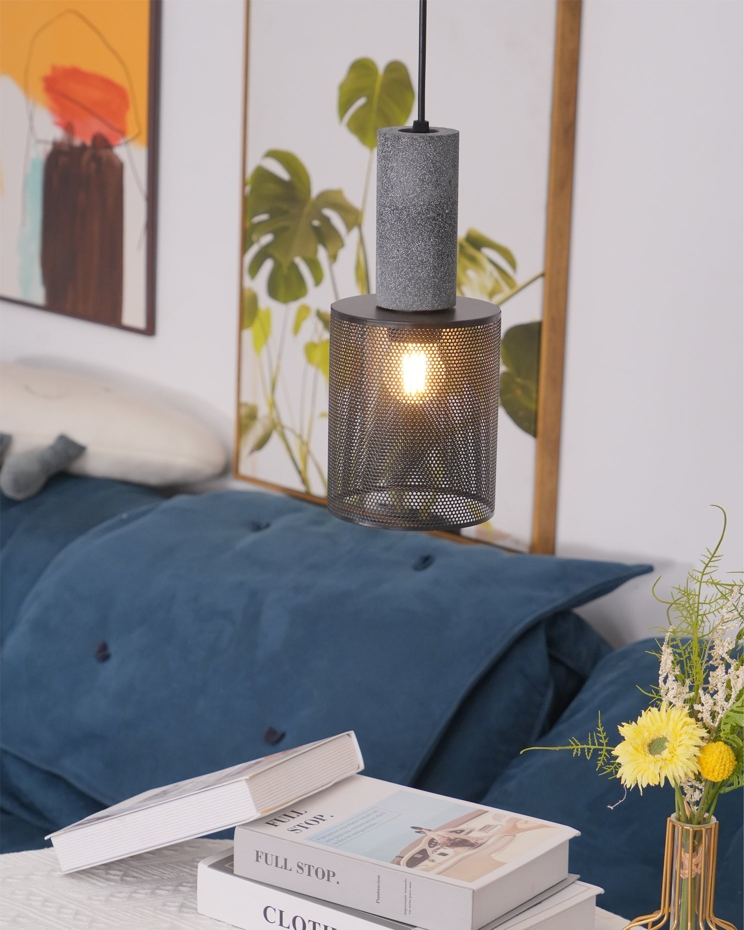 Industrial Concrete & Metal Pendant Light (E26/E27 Compatible)