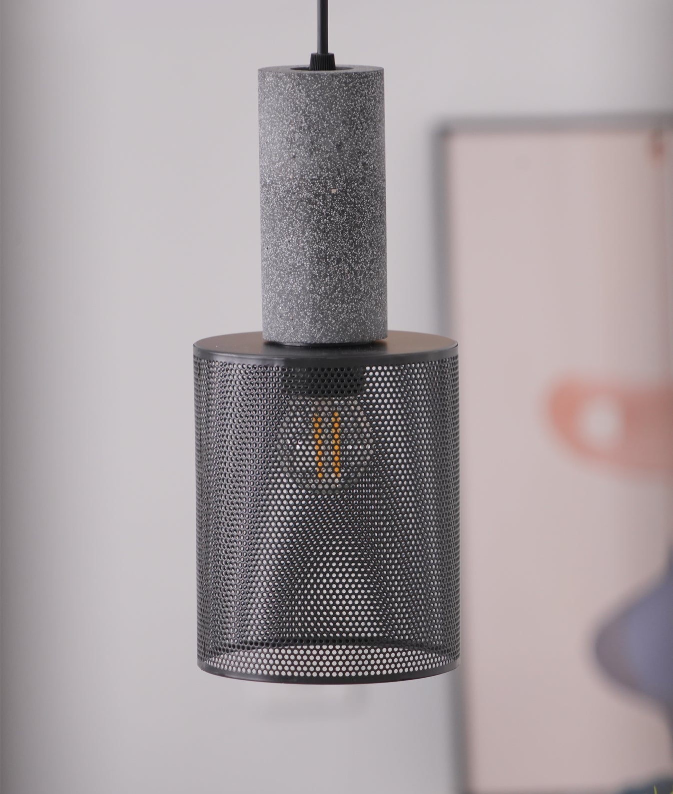 Industrial Concrete & Metal Pendant Light (E26/E27 Compatible)