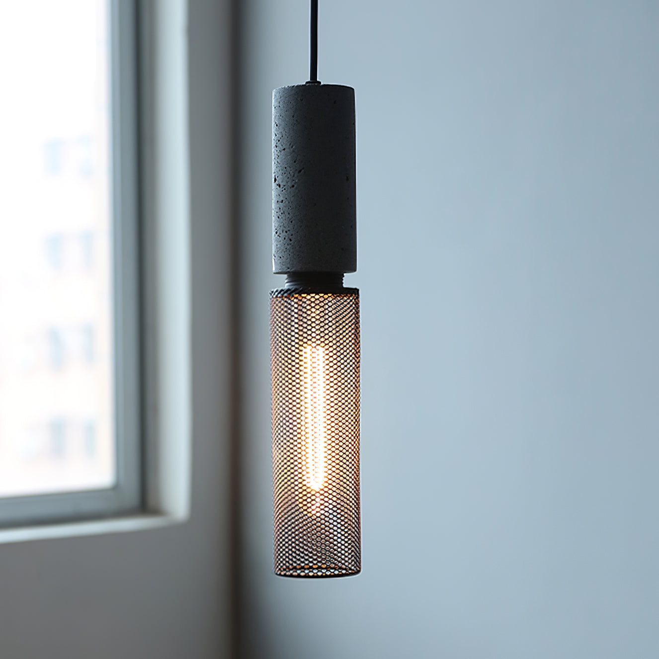 Industrial Concrete & Metal Pendant Light (E26/E27 Compatible)