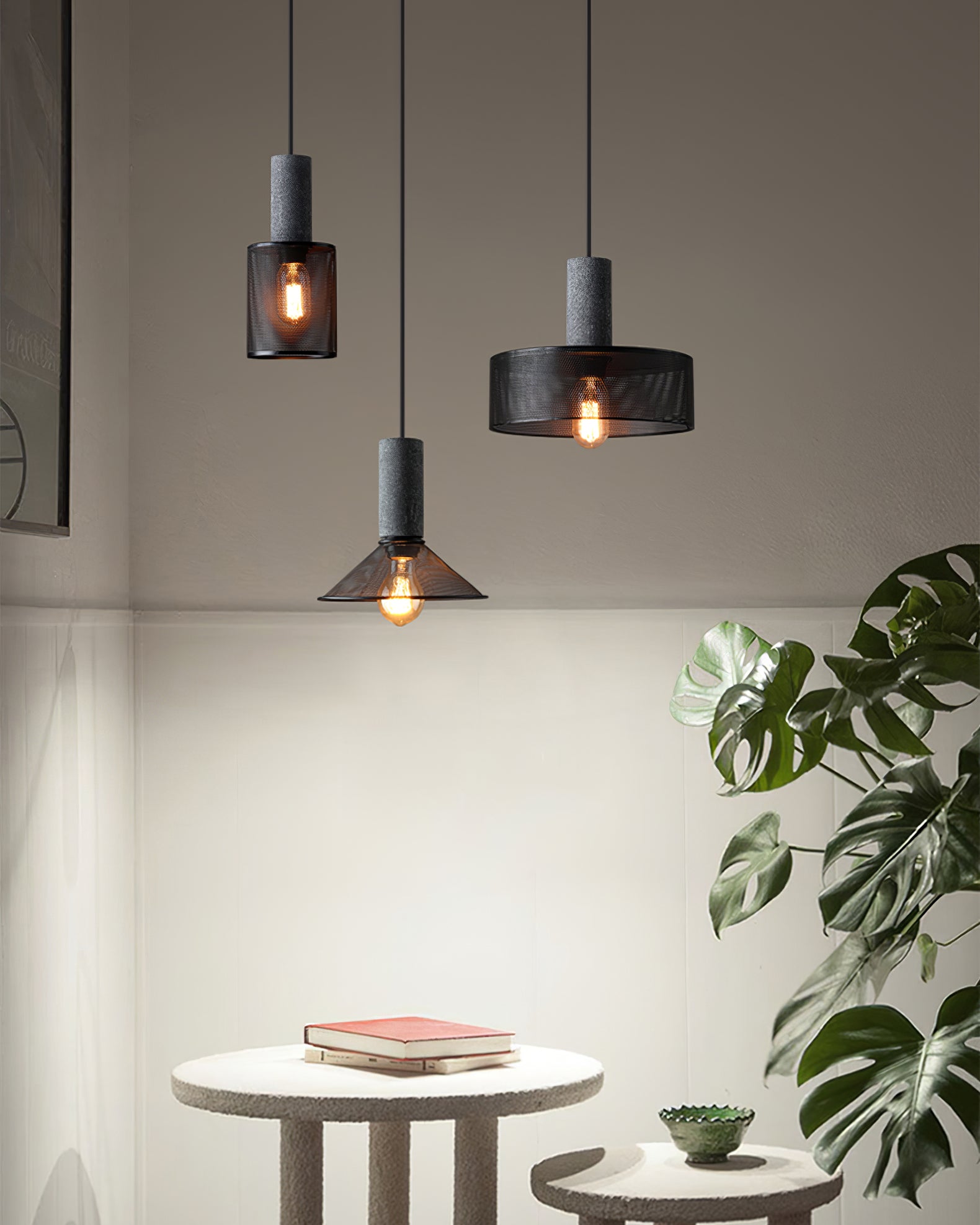Industrial Concrete & Metal Pendant Light (E26/E27 Compatible)