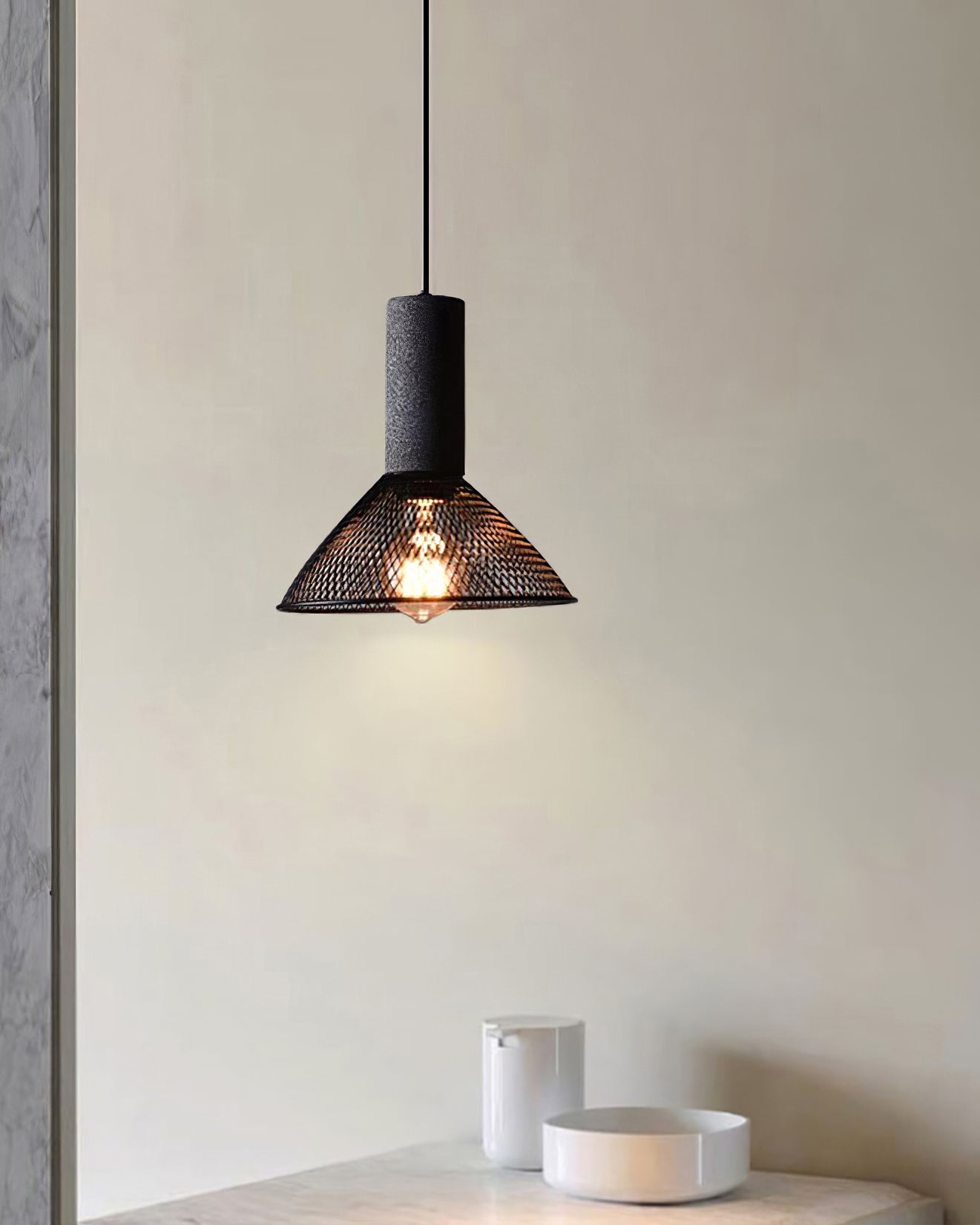 Industrial Concrete & Metal Pendant Light (E26/E27 Compatible)