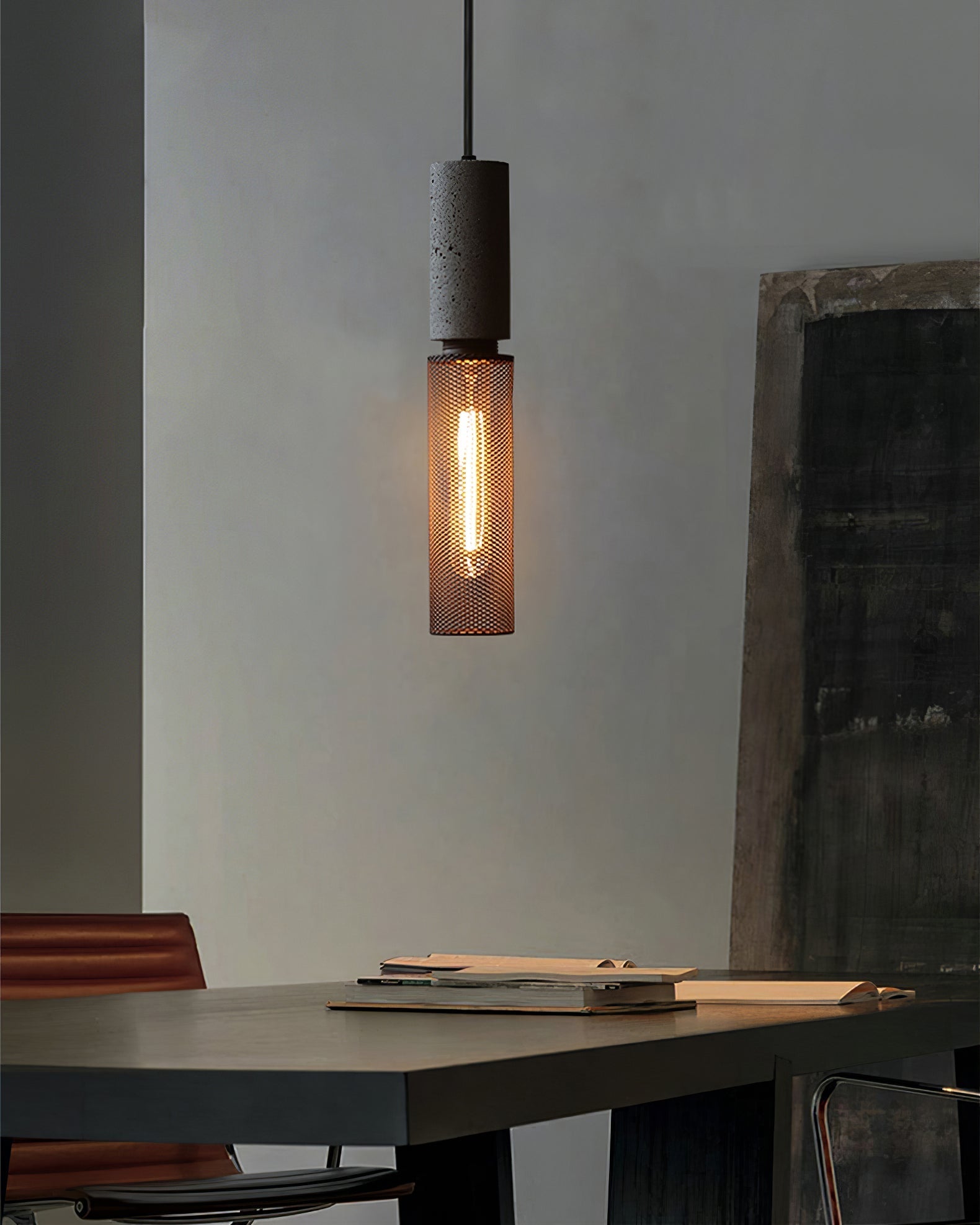 Industrial Concrete & Metal Pendant Light (E26/E27 Compatible)