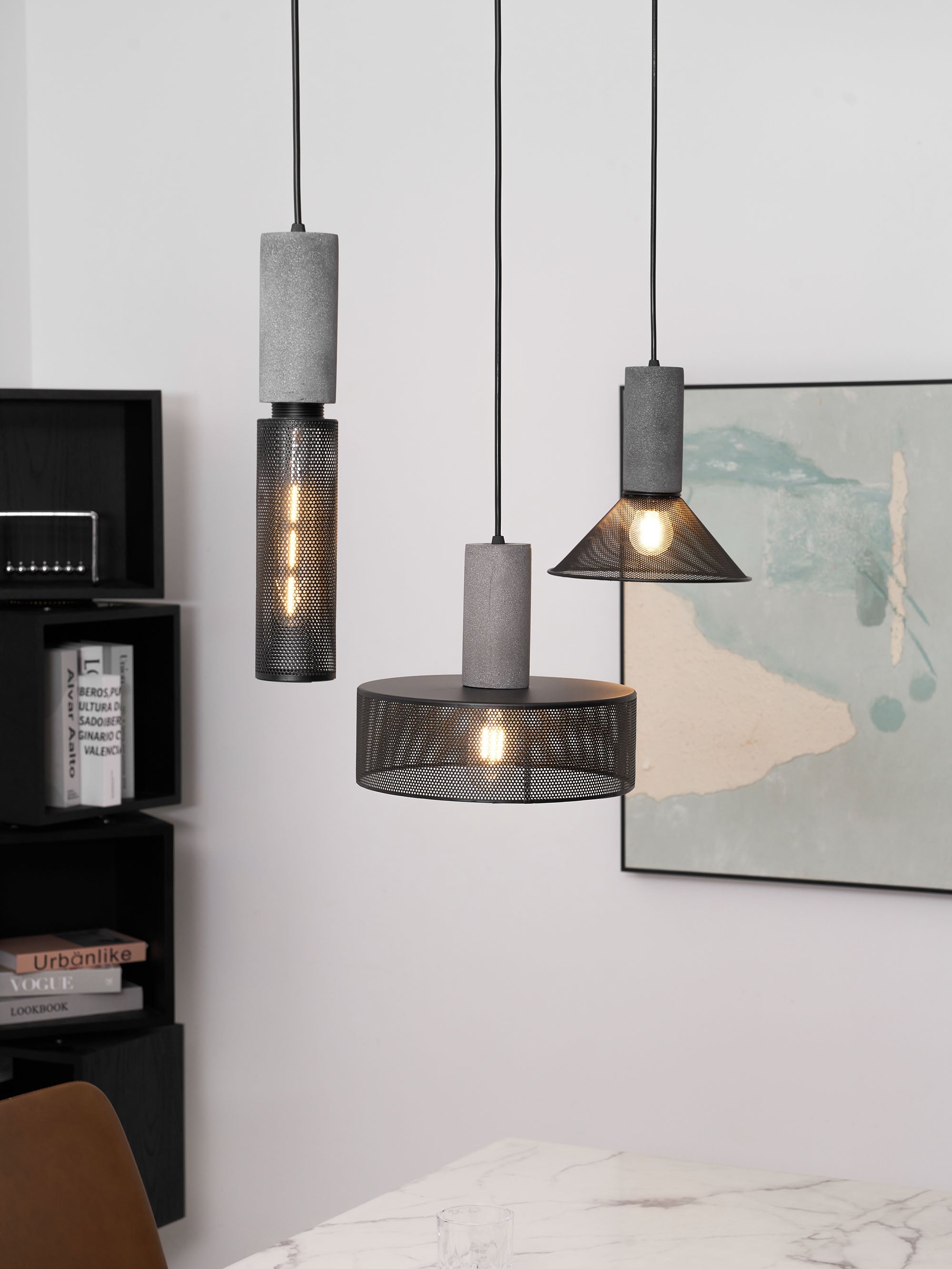 Industrial Concrete & Metal Pendant Light (E26/E27 Compatible)