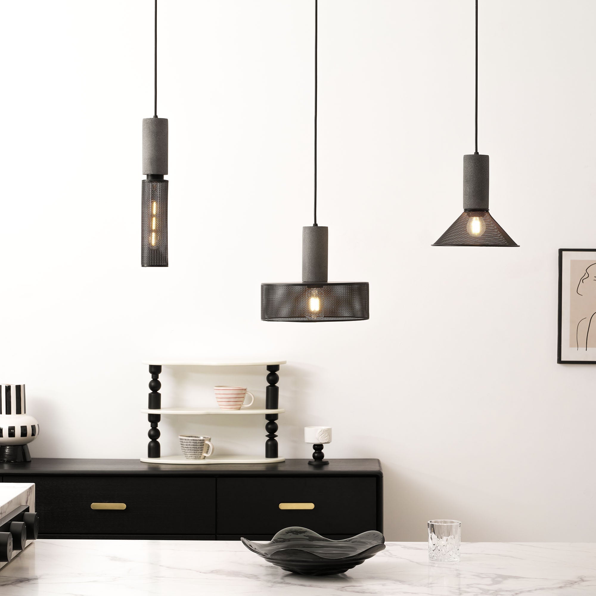 Industrial Concrete & Metal Pendant Light (E26/E27 Compatible)