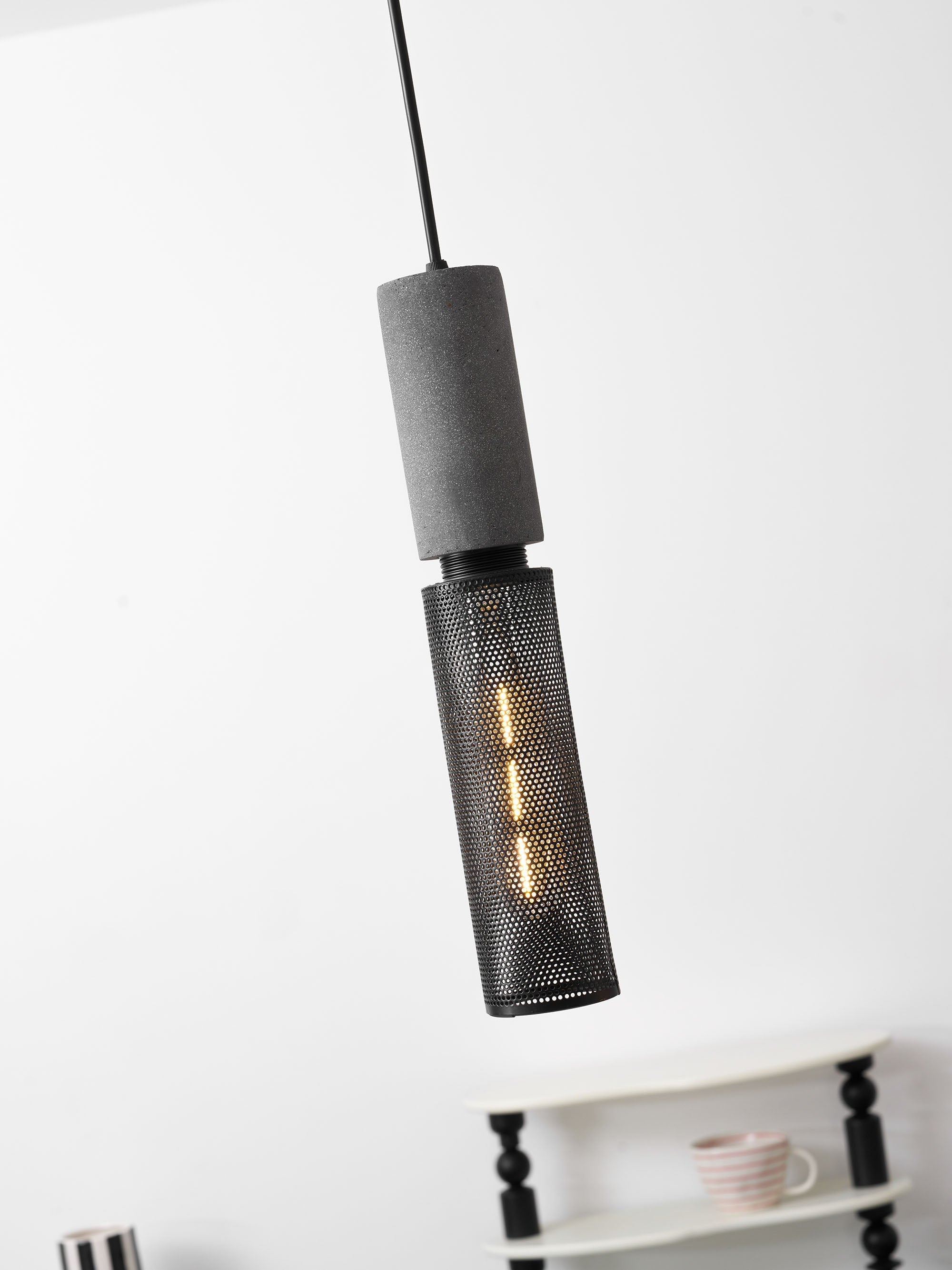 Industrial Concrete & Metal Pendant Light (E26/E27 Compatible)