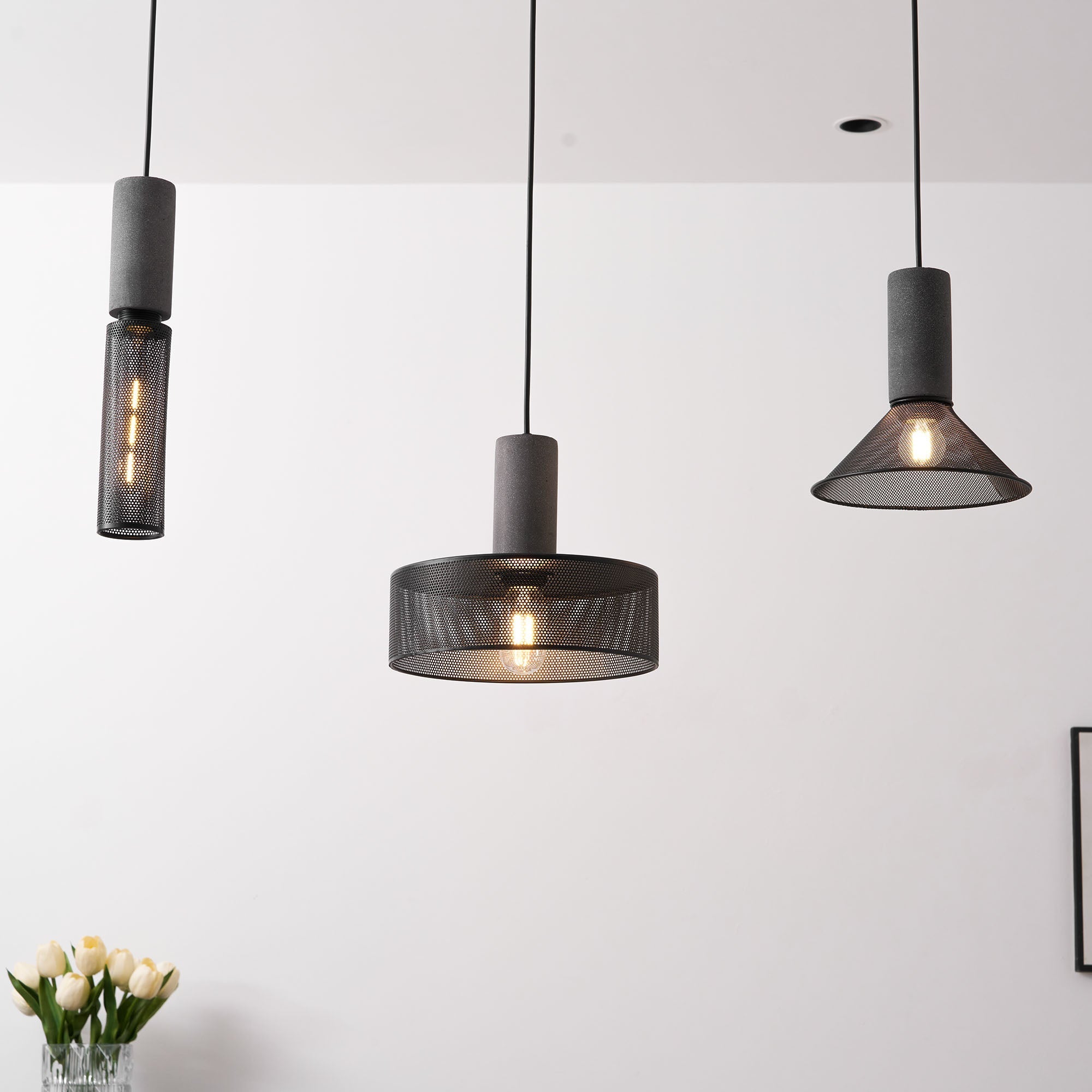 Industrial Concrete & Metal Pendant Light (E26/E27 Compatible)