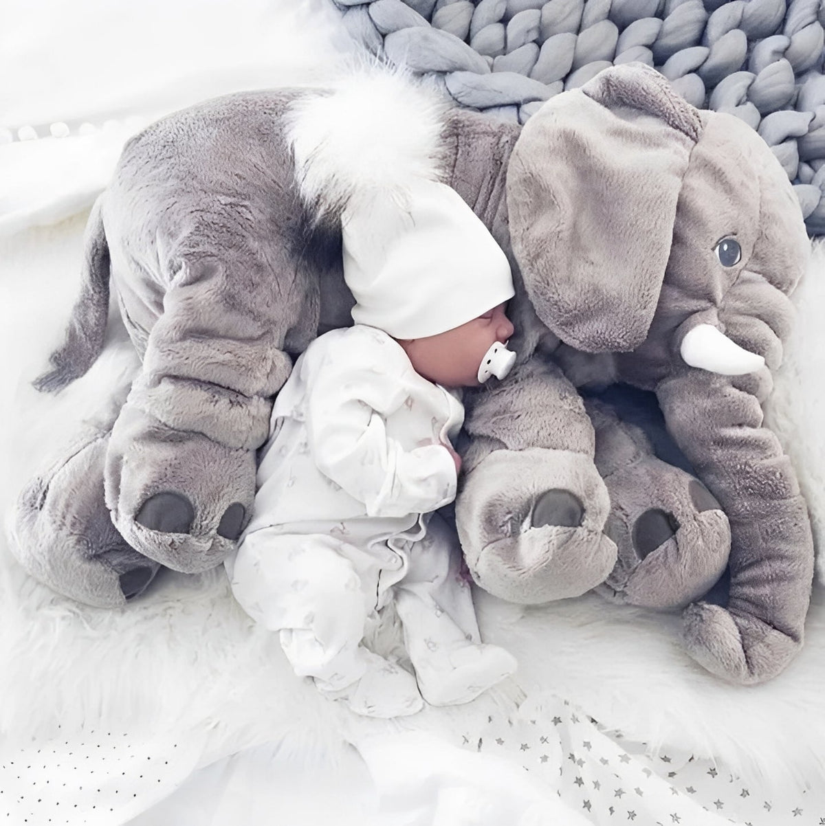 Infant Cuddle Pillow Elephant-Shaped Supportive Backrest & Machine Washable