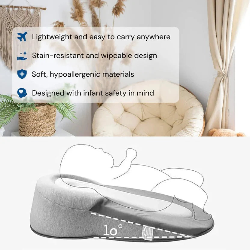 Infant Incline Pillow 15-Degree Reflux Angle Contoured Head Cradle