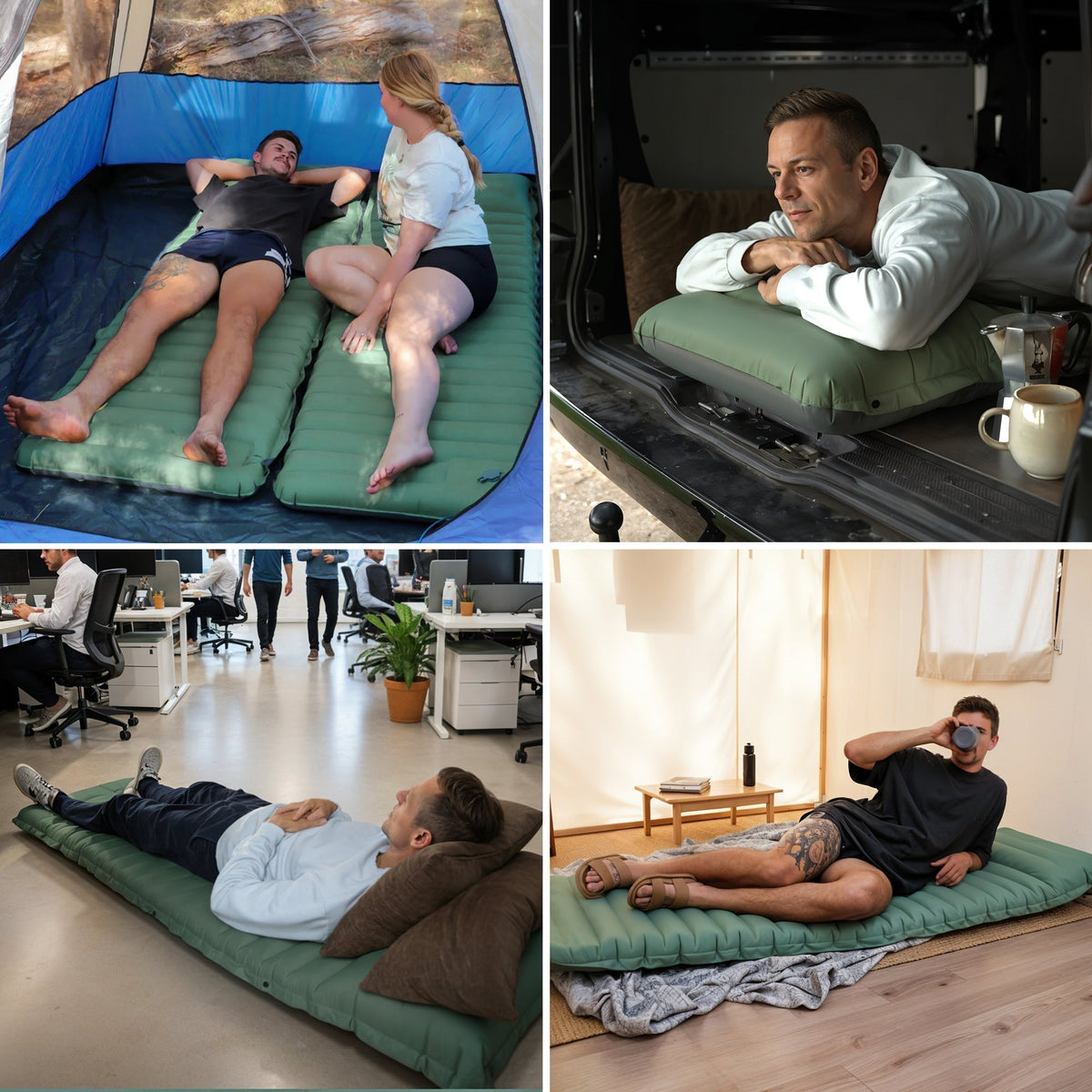 Inflatable Camping Mattress Built-In Foot Pump Waterproof Nylon