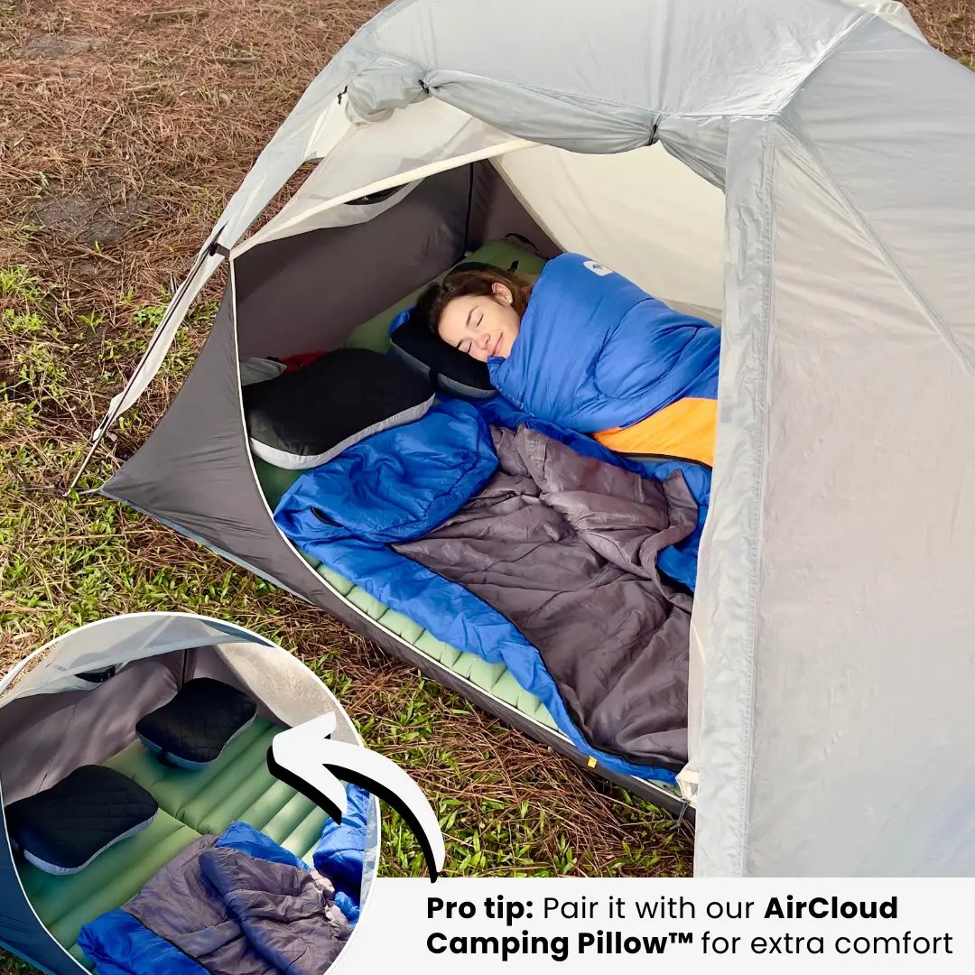 Inflatable Camping Pad 3.94 Inch Thick Built-In Pillow