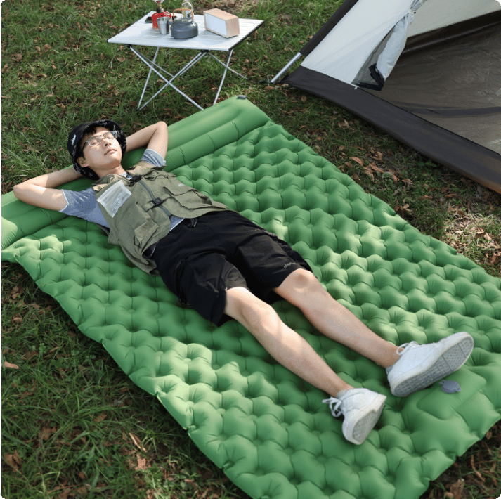 Inflatable Camping Pad 3.94 Inch Thick Built-In Pillow