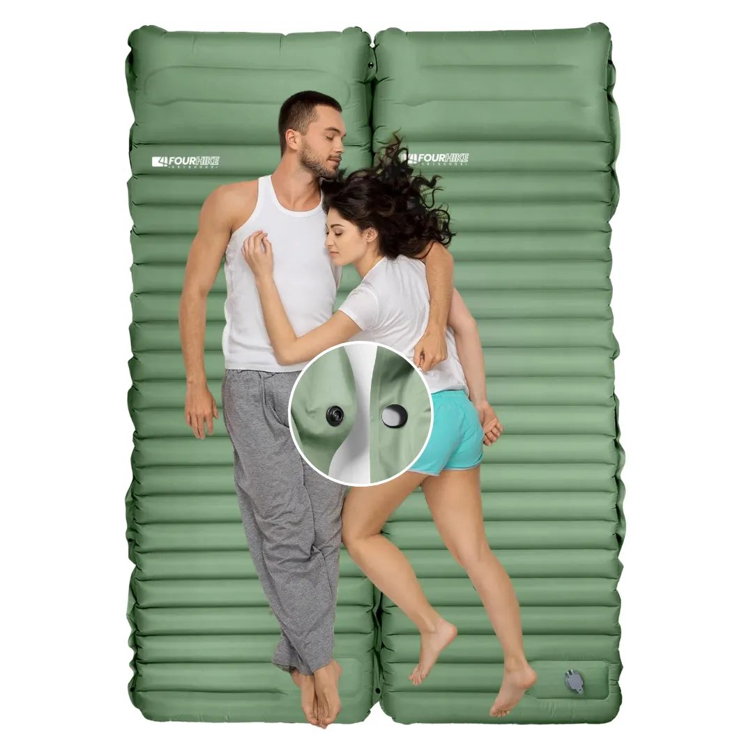 Inflatable Camping Pad 3.94 Inch Thick Built-In Pillow