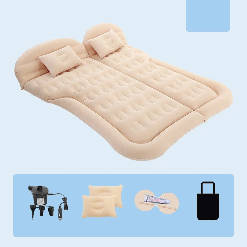 Inflatable Car Mattress Soft Flocking Electric Pump Included
