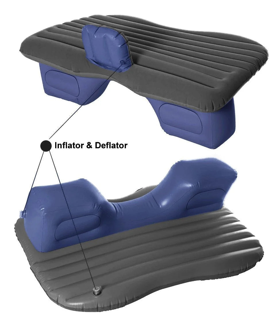 Inflatable Car Mattress T-Support & Built-In Pillows