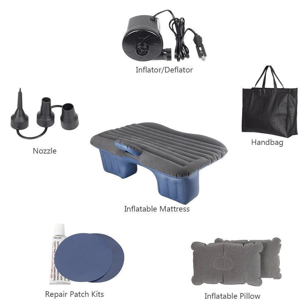 Inflatable Car Mattress T-Support & Built-In Pillows