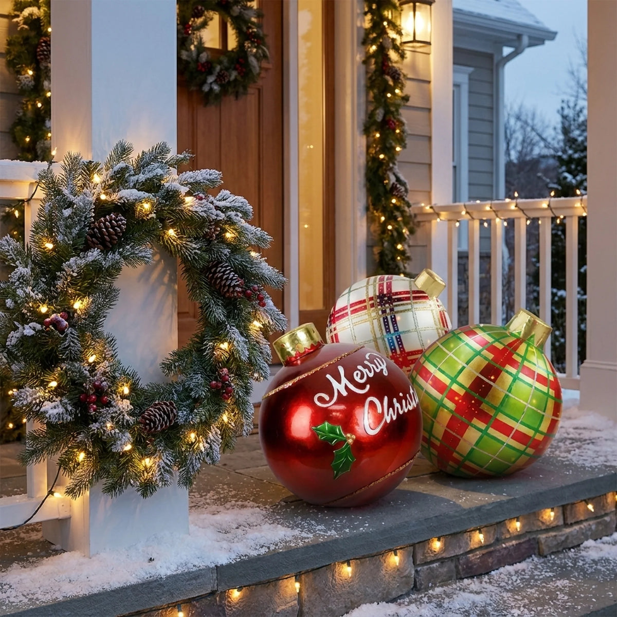 Inflatable Christmas Ball 24 Inch PVC Weather-Resistant