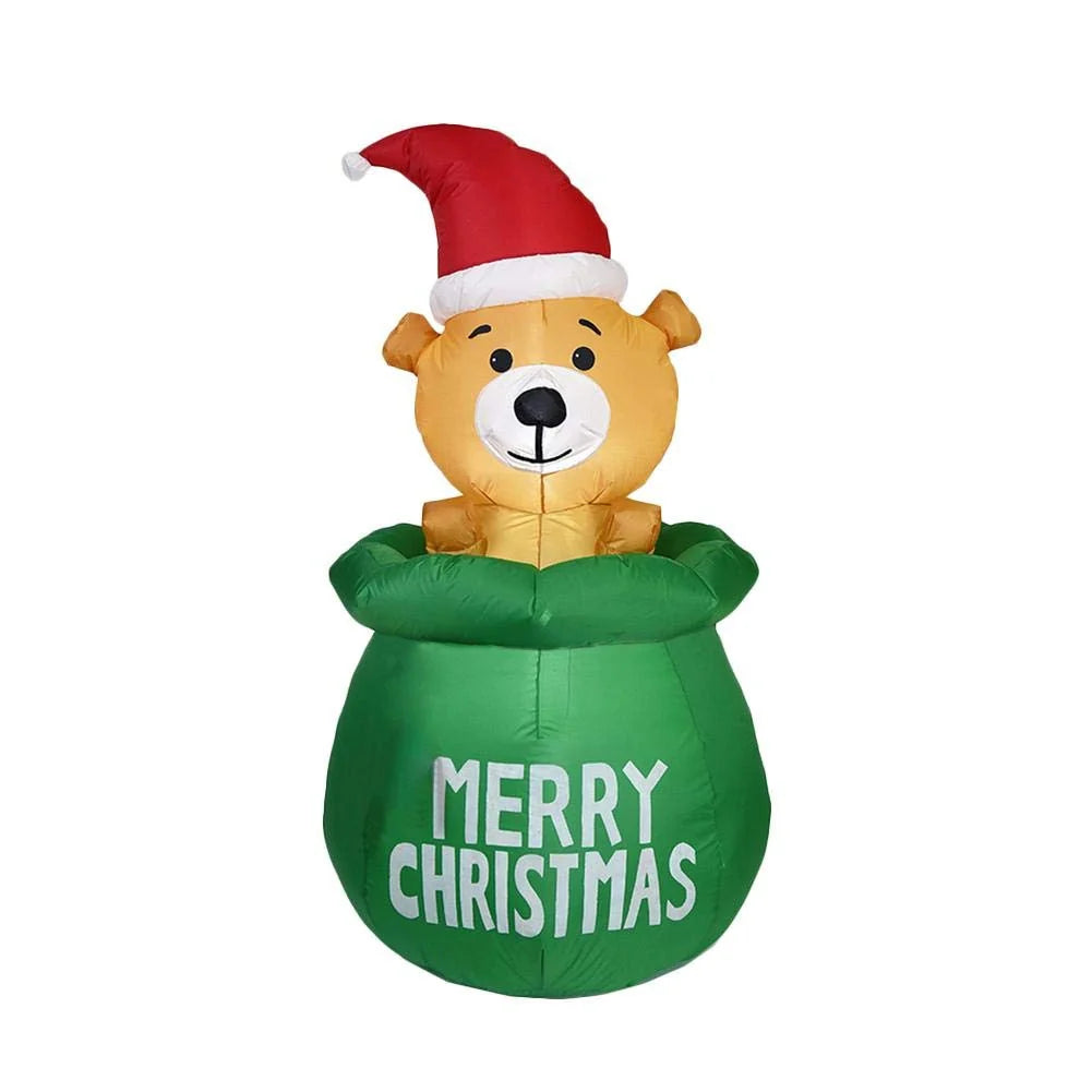 Inflatable Christmas Bear Decoration Quick Inflate Weather Resistant