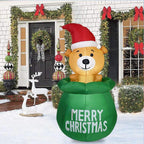 Inflatable Christmas Bear Decoration Quick Inflate Weather Resistant