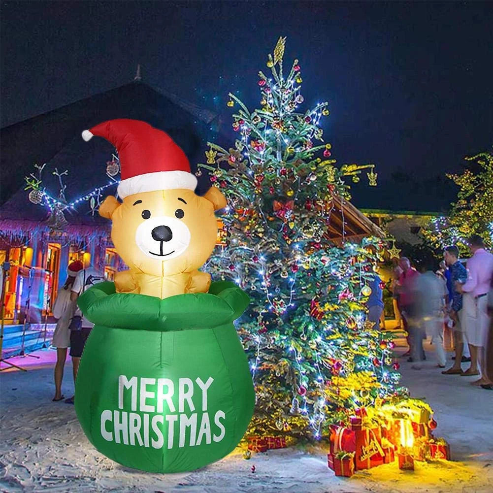 Inflatable Christmas Bear Quick-Inflate Weather-Resistant Indoor/Outdoor