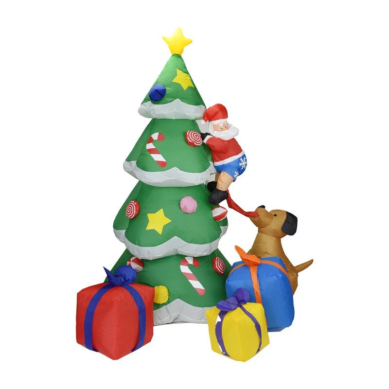 Inflatable Christmas Tree Santa & Dog Weather-Resistant Built-In Lights