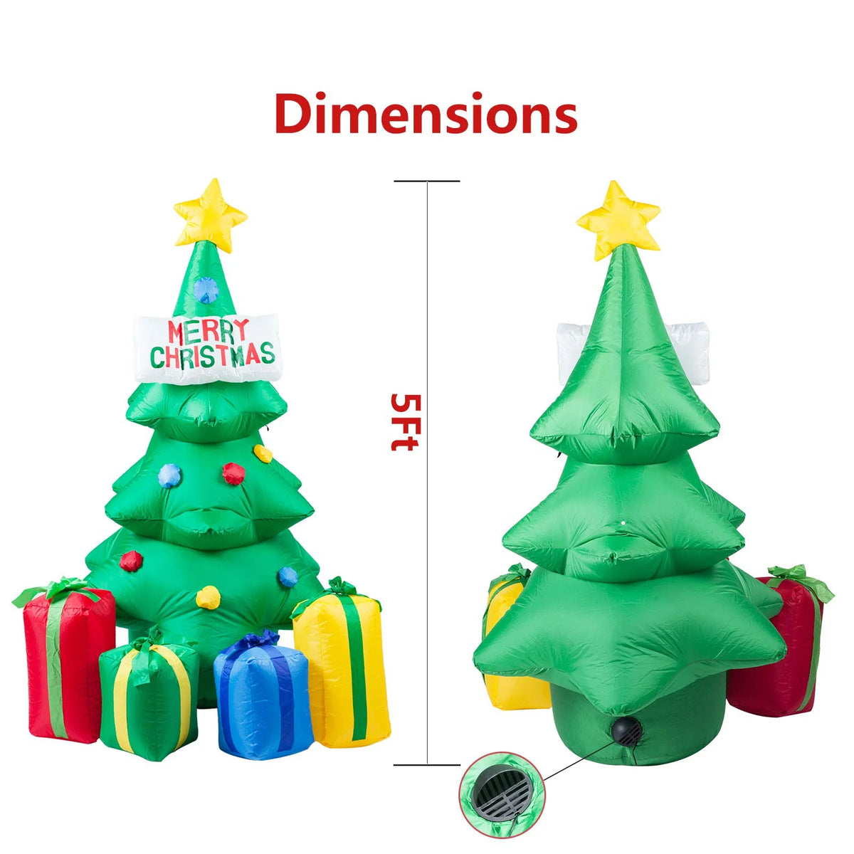 Inflatable Christmas Tree Weather-Resistant With Pump & Stakes