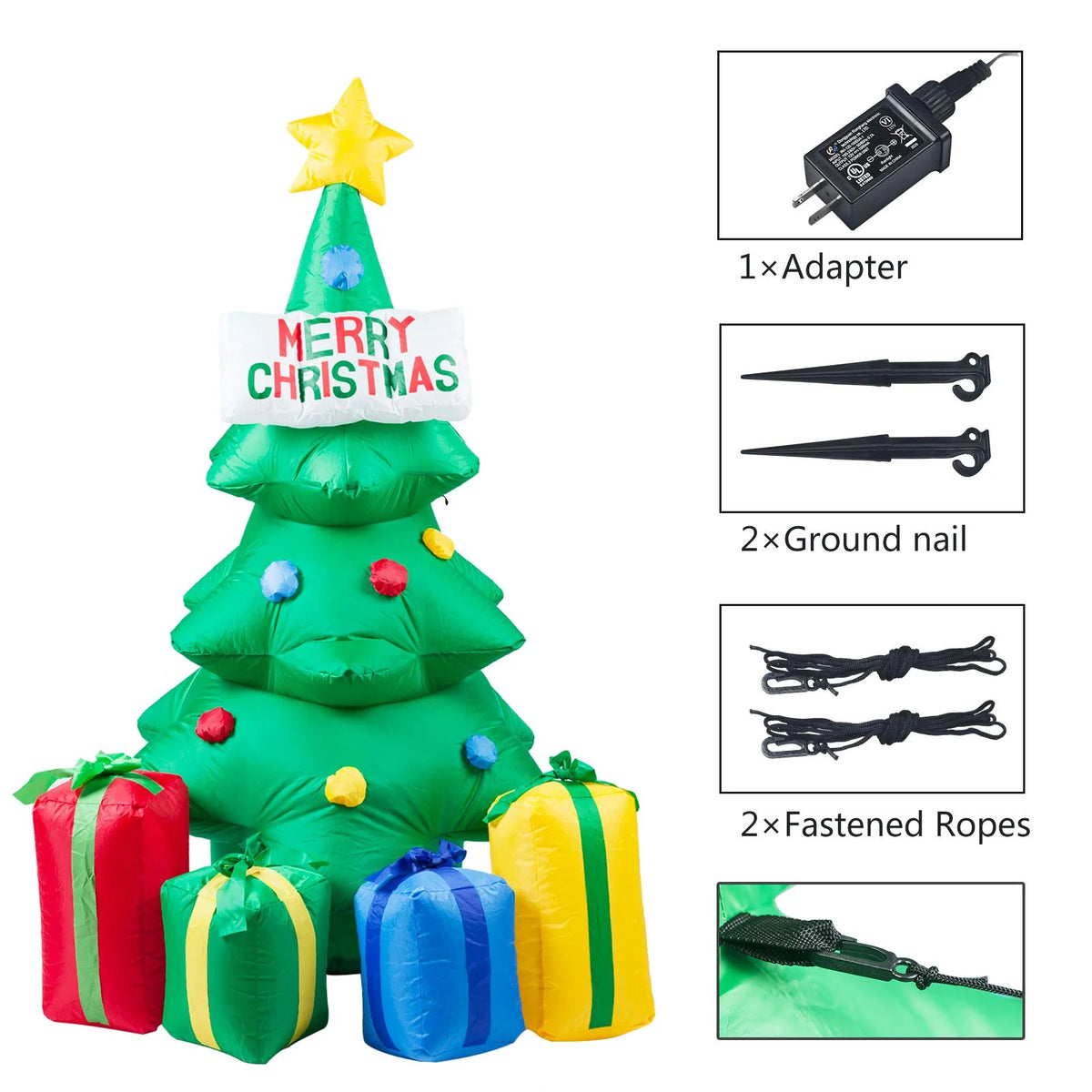 Inflatable Christmas Tree Weather-Resistant With Pump & Stakes