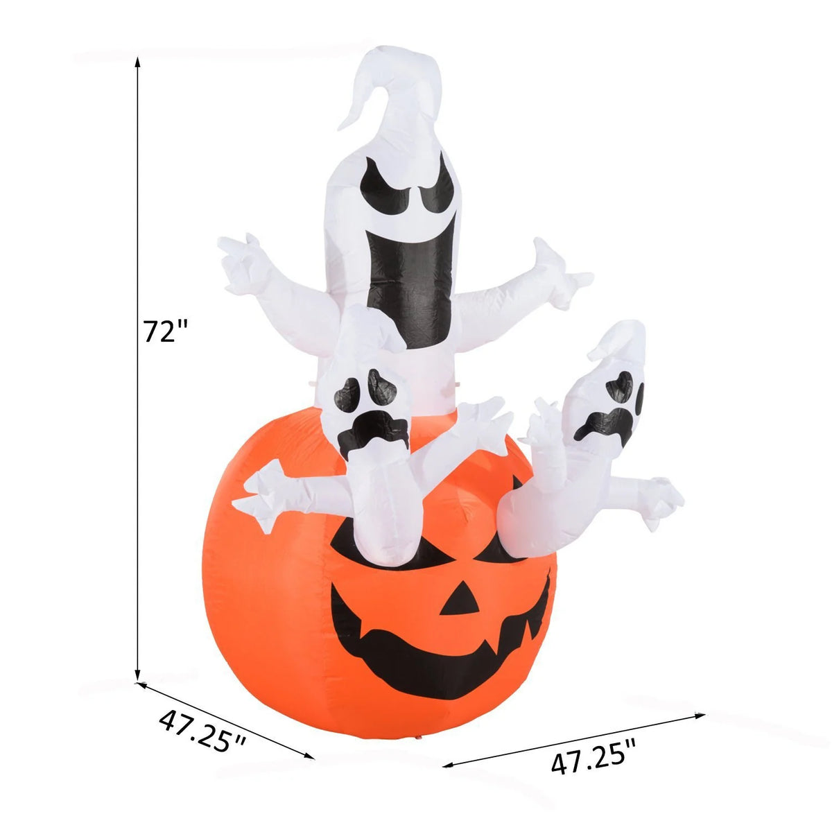 Inflatable Decoration Pumpkin With 3 Ghosts LED-Lit Built-In Pump