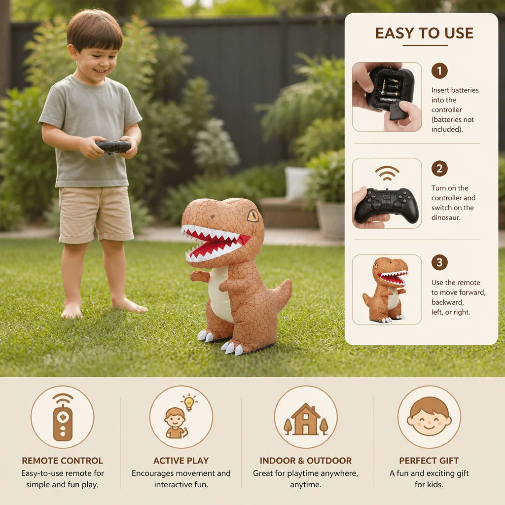 Inflatable Dinosaur Remote Control Pump Included