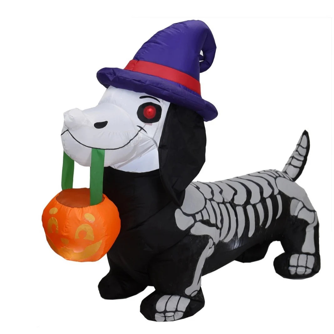 Inflatable Dog Skeleton Glowing Eyes Weatherproof