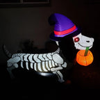 Inflatable Dog Skeleton Glowing Eyes Weatherproof