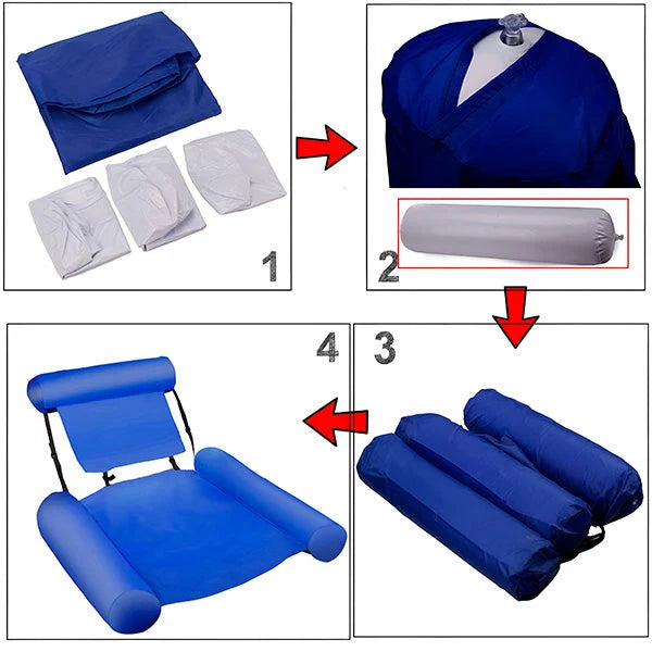 Inflatable Floating Chair Ergonomic Backrest & Armrests Quick-Inflate Valve