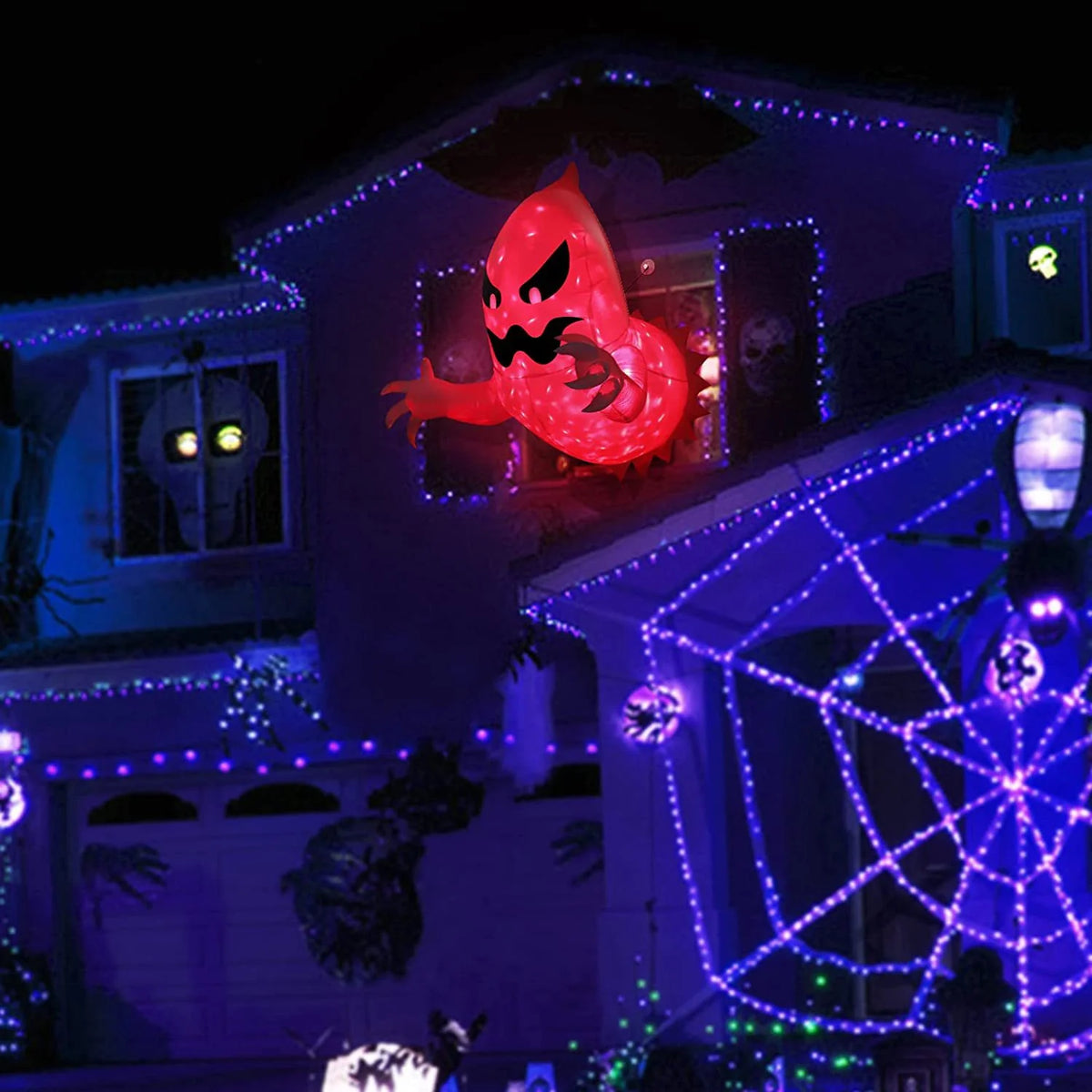 Inflatable Ghost Decoration Glowing Red Eyes LED-Lit