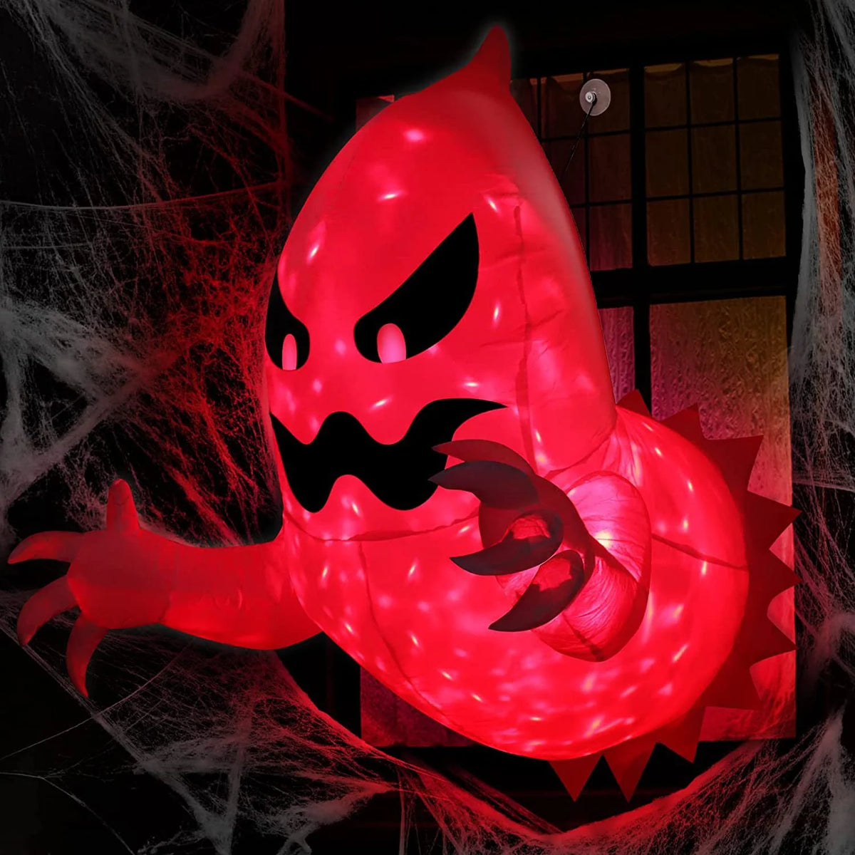 Inflatable Halloween Ghost LED-Lit Red Eyes Weather-Resistant
