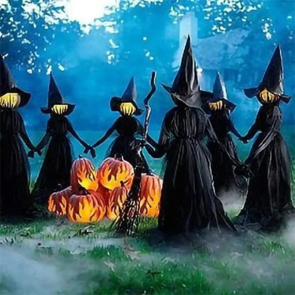 Inflatable Halloween Witches Set of 3 Lighted & Sound-Activated