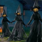 Inflatable Halloween Witches Set of 3 Lighted & Sound-Activated