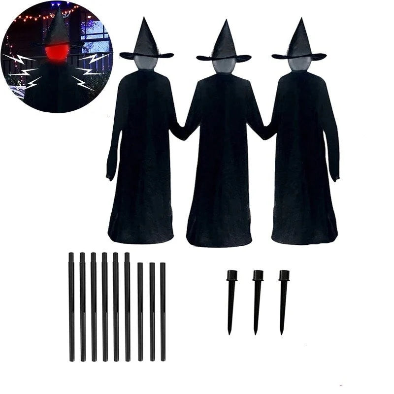 Inflatable Halloween Witches Set of 3 Lighted & Sound-Activated